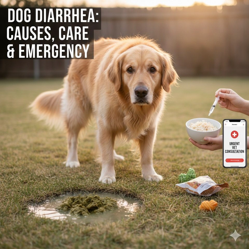 Cachorro com diarreia triste.